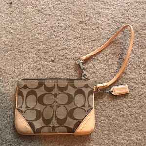 Authentic coach Small brown and nude  wristlet